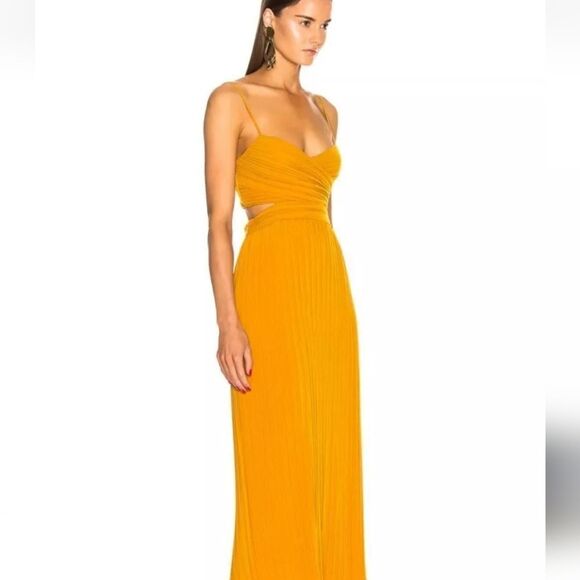 A. L. C Sienna Accordion Pleated Dress in Marigold - Picture 7 of 11